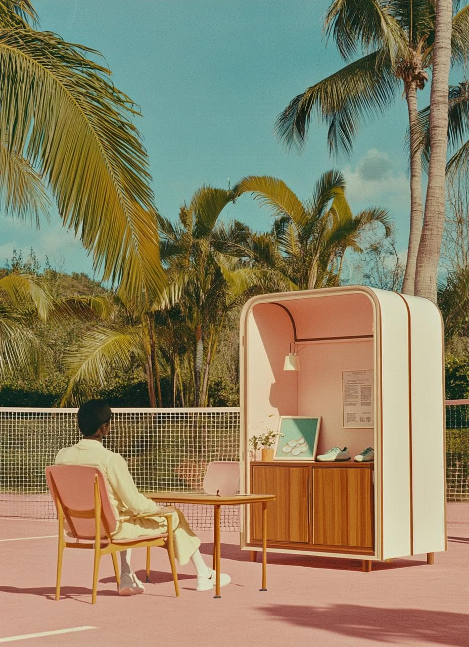 Beach lounge with palms