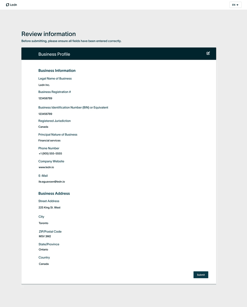 Long-form business profile fields