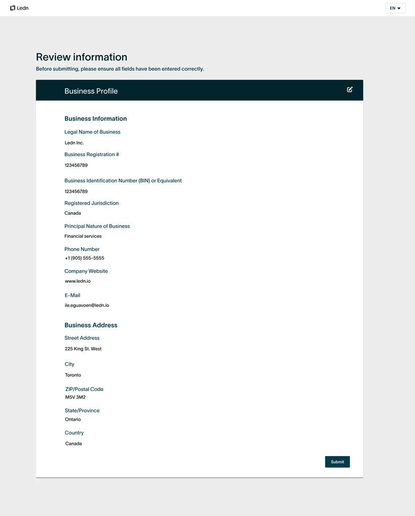 Long-form business profile fields